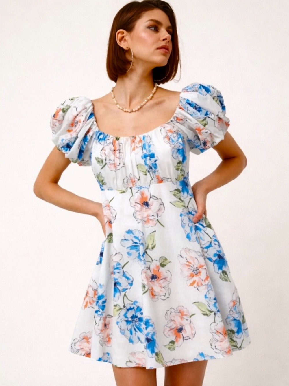 ABERCROMBIE & FITCH | Emerson Floral Puff-Sleeve Mini Dress